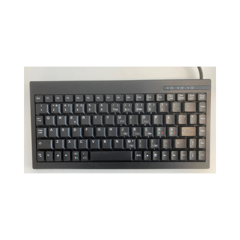 Small Compact Black Mini Keyboard with Nordic Layout - 89 Keys USB
