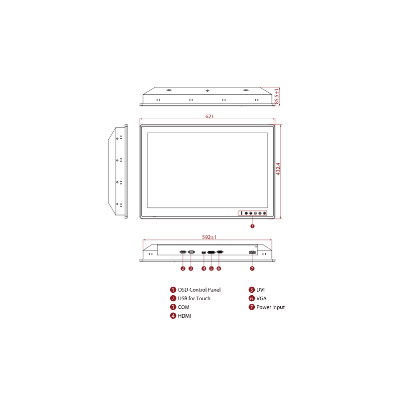 DNVGL Marine godkjent Monitor 26" 16:10 format med touch