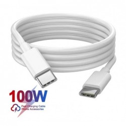 USB-C til USB-C ladekabel 100watt 5A, PD (strømforsyning) 2M hvit kvalitet Iphone Huawei Macbook iPad
