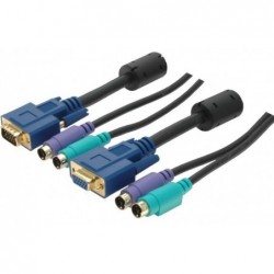 KVM-kabel 5 m – VGA + dobbel PS/2 (hann → hunn) for tastatur, video og mus