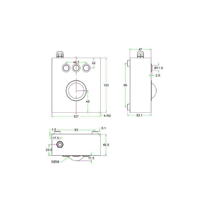 Industrielt optisk styrekulestål, IP68, IP65, vanntett, USB