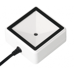 Desktop 1D 2D QR Scanner, USB. Good for mobile phone screens. Box with fixing holes