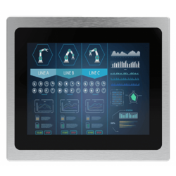 12" Panel Monitor PCAP Touch IP65 Front VGA HDMI 1000nits USB Display