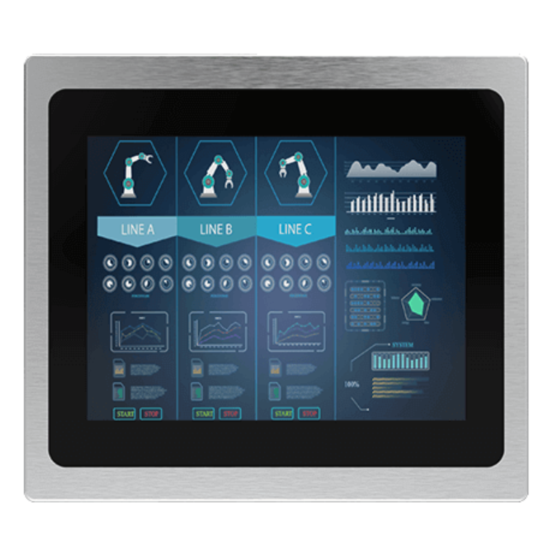 12" panelskjerm PCAP Touch IP65 Front VGA HDMI 1000nits USB-skjerm