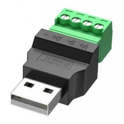 USB 2.0 Type-A hann til 4-pins skruterminalkontakt (skjermet)