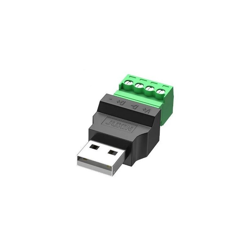 USB 2.0 Type-A hann til 4-pins skruterminalkontakt (skjermet)