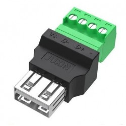 USB 2.0 Type-A Female to 4-Pin Screw Terminal Connector (Shielded)