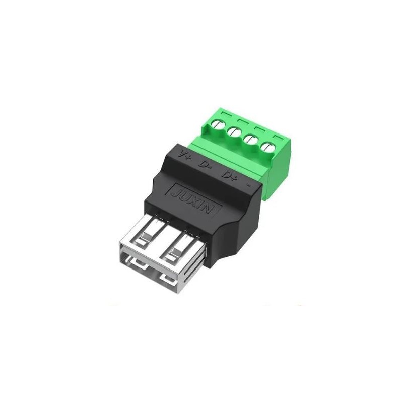 USB 2.0 Type-A hunn til 4-pins skruterminalkontakt (skjermet)