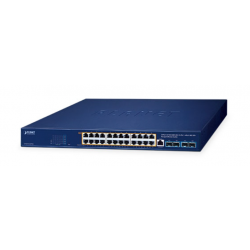 24 port Managed Gigabit Ultra PoE switch 24 x 10/100/1000Mbit RJ45. Fiber 4 x 100/1000/2500Mbit or 10GB SFP slot