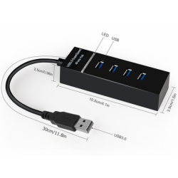 USB 3.0 4 port Super Speed HUB, high speed with LED indicator, black