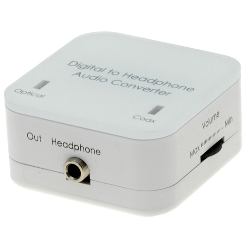 Audio from optical Toslink or Coax cable is converted to analog audio