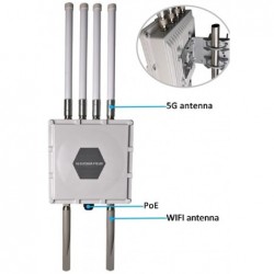High-Speed Outdoor 5G Router with Wi-Fi and Passive PoE - IP67 Rated