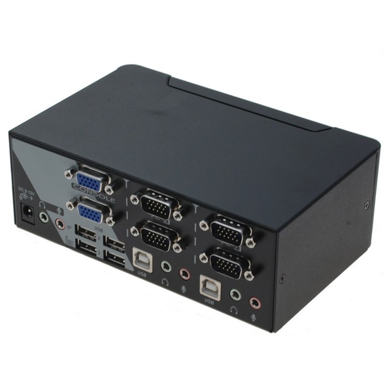 2 ports KVM omskifter, 2 x VGA, USB og lydforVGA