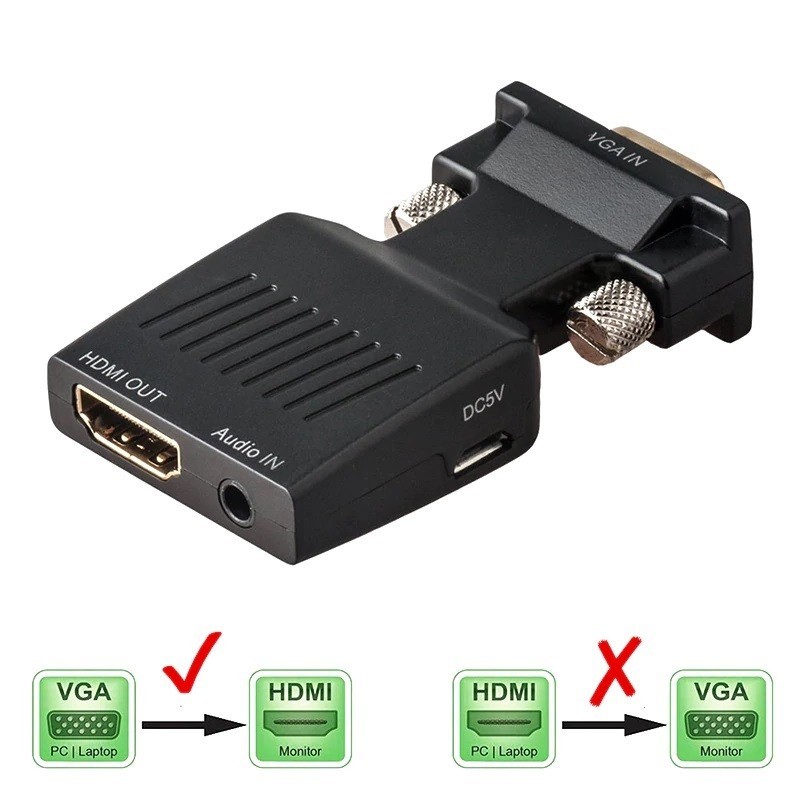 VGA til HDMI-omformer med lyd