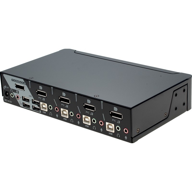 Display KVM Switch, 4 x DP - USB - Audio med USB HUB