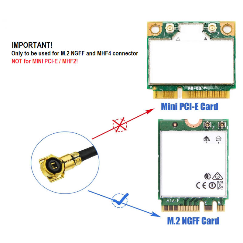 RP-SMA-antenne, 8dBi Wifi, kabel IPX IPEX U.FL MHF4, M.2 NGFF, Intel AX200NGW 8265AC 8265NGW 7265AC 9560AC M.2 NGFF