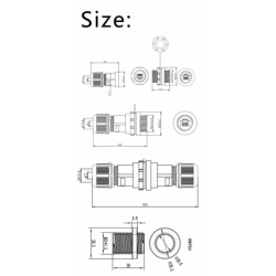 RJ45 IP67 waterproof feed-through connector for chassis and panel mounting, M20 mm
