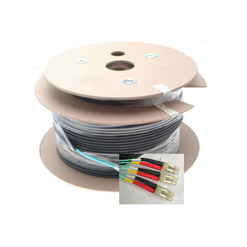 6 Core Armored fiber cable, Multi Mode, LC-LC, 130m, 50/125my, OM4