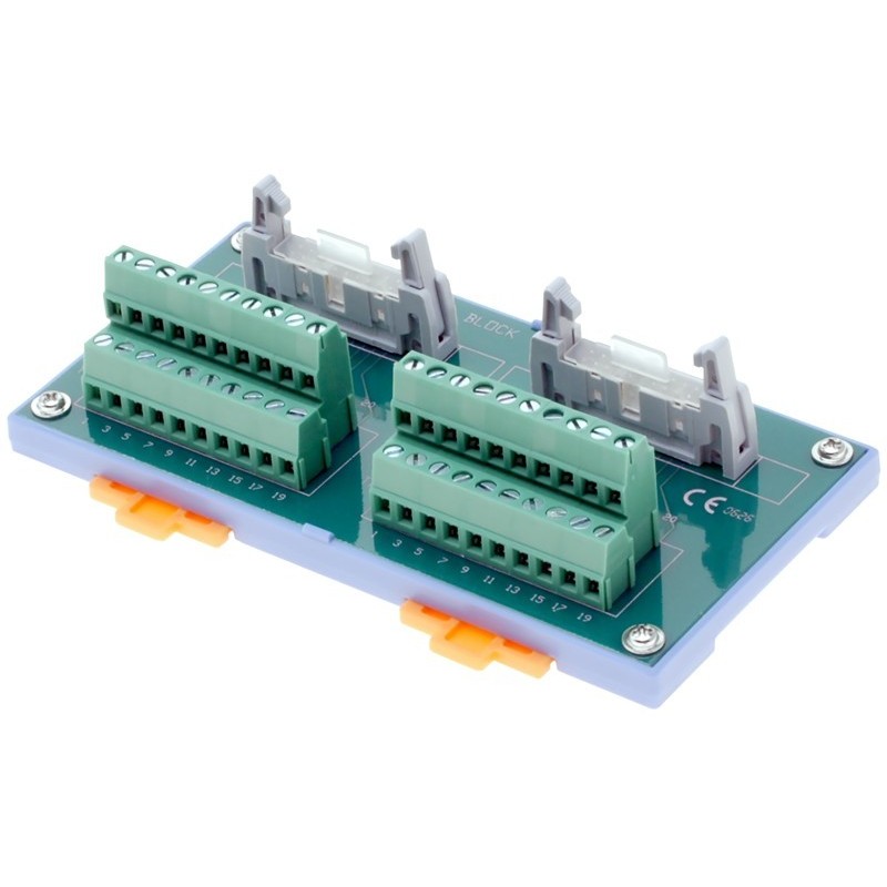 Terminal board with 2x20 pole IDC male plug incl cable - DANBIT DN20CR & 2x CA2010