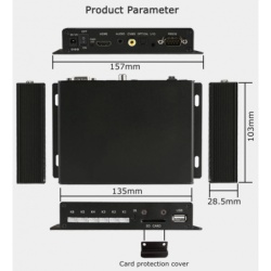 4K-mediespiller med HDMI og 6 trykknappinnganger
