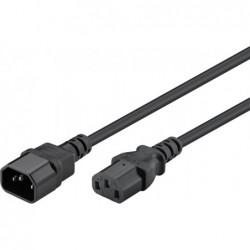 IEC extension cable 0.5 m black C13-C14 250VAC with ground