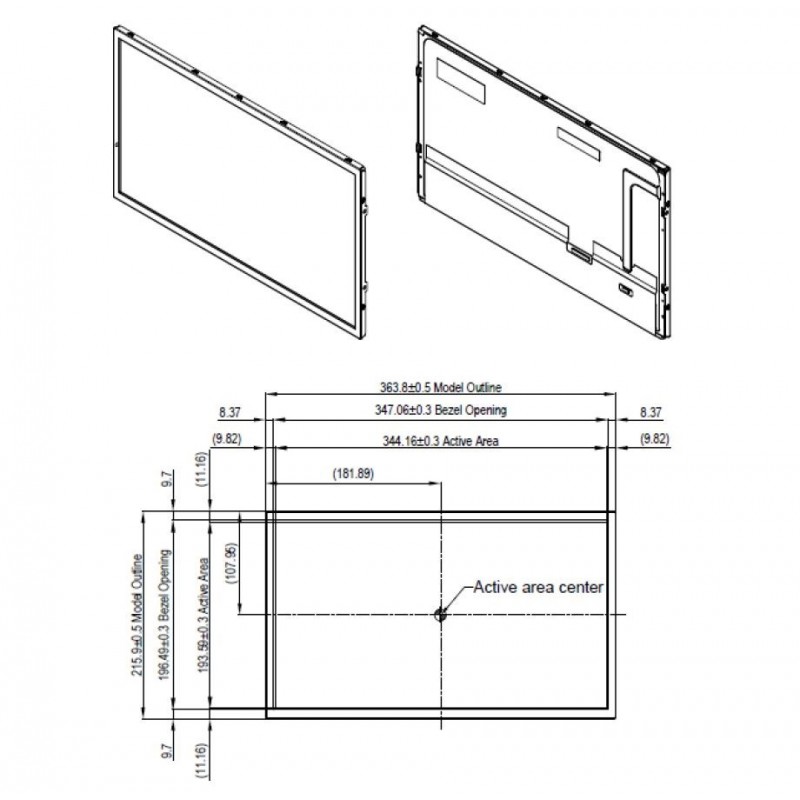 15,6 TFT-skjerm med høy lysstyrke LCD-skjerm - 1200 nits, 1920x1080 oppløsning
