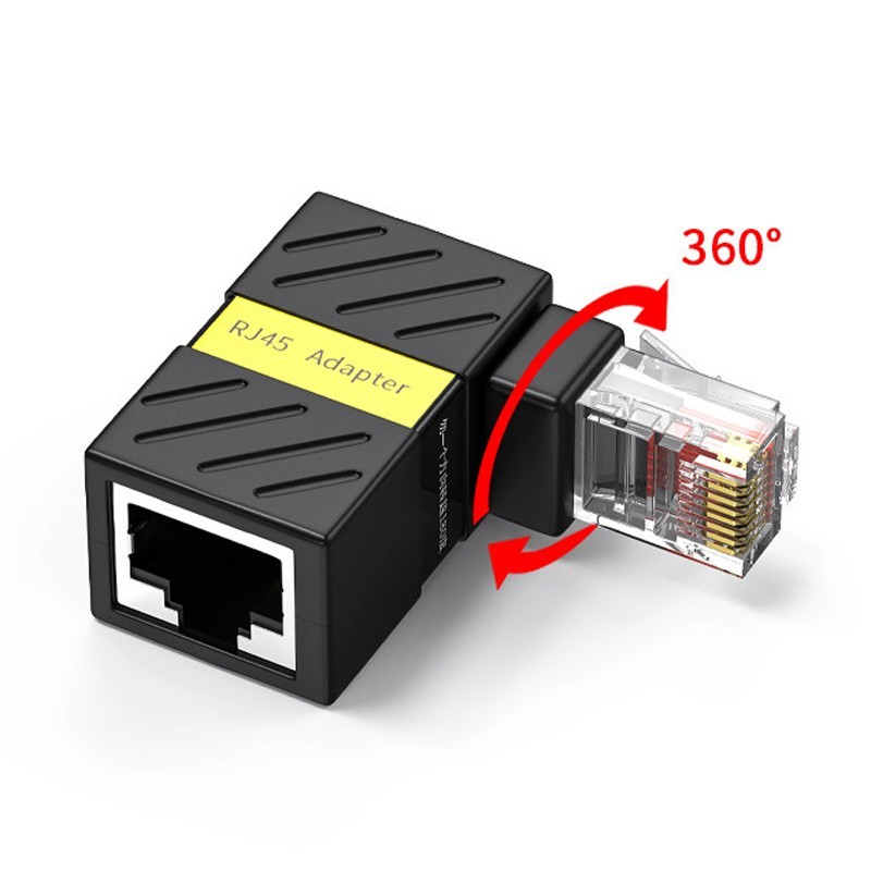 360° roterbar nettverkskontakt vinklet RJ45 Gigabit-adapter 90 grader hann til hunn