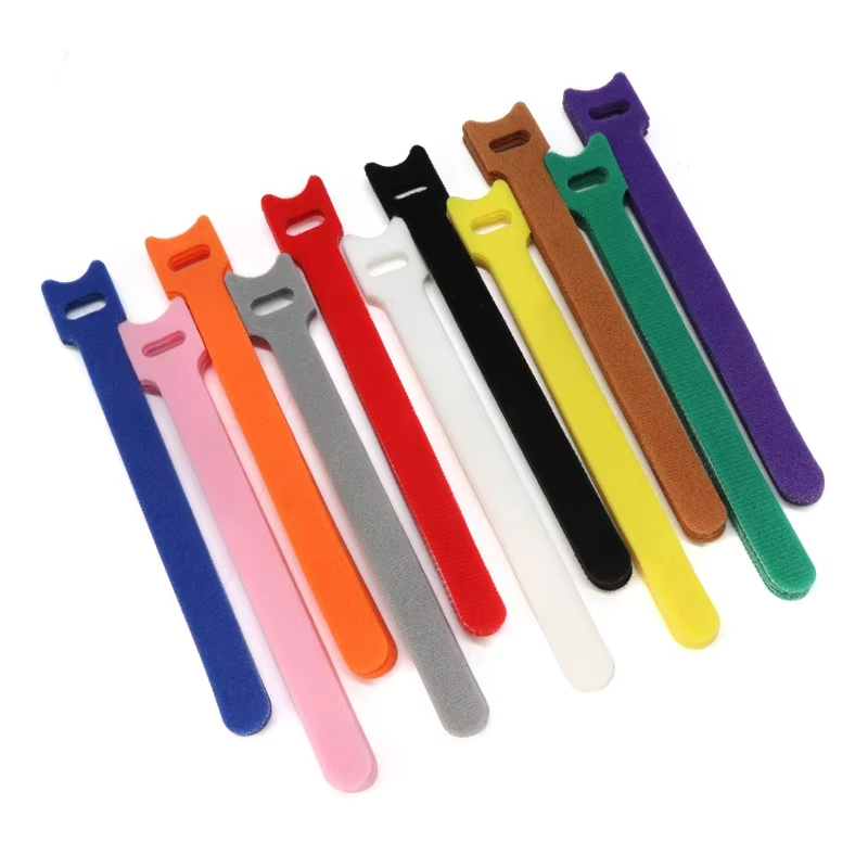 Borrelåskabellister, buntebånd, borrelåstape, 12 x 150 mm, Hvit