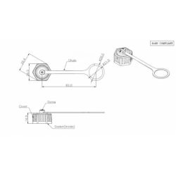 RJ45 vanntett plugg for RJ45WP-serien med vanntette chassiskontakter