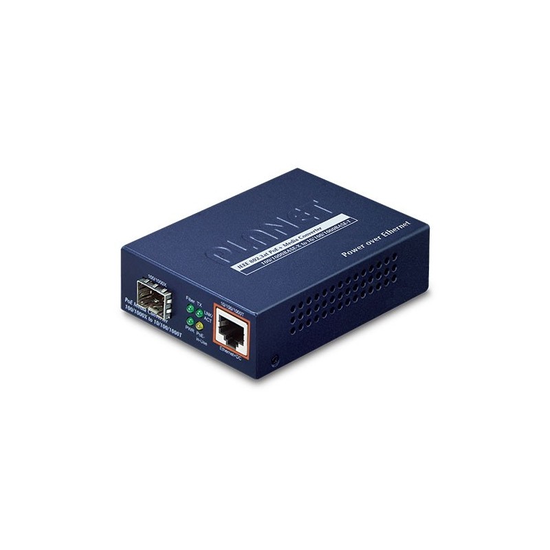 Media converter RJ45 to Fiber, RJ45 10/100/1000Mbit, SFP module 100/1000Mbit, PoE+