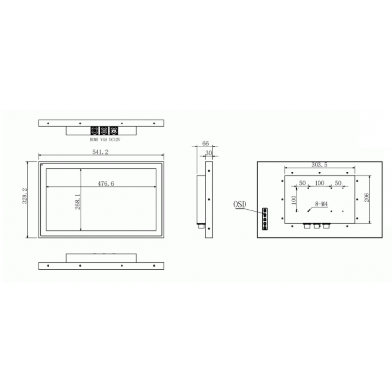 21,5 IP67 vanntett skjerm - 1000 nits lysstyrke, Vesa, utendørs, Optical bonding