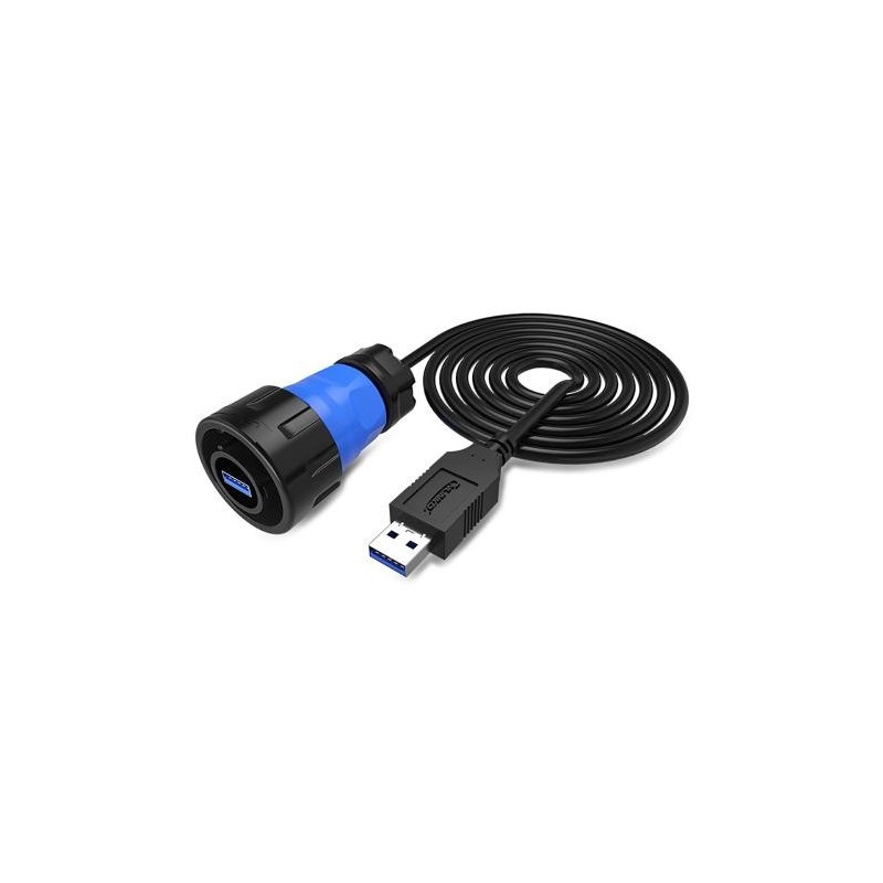 Waterproof USB3.0 connector with 0.5m cable with USB A male, bayonet connector.