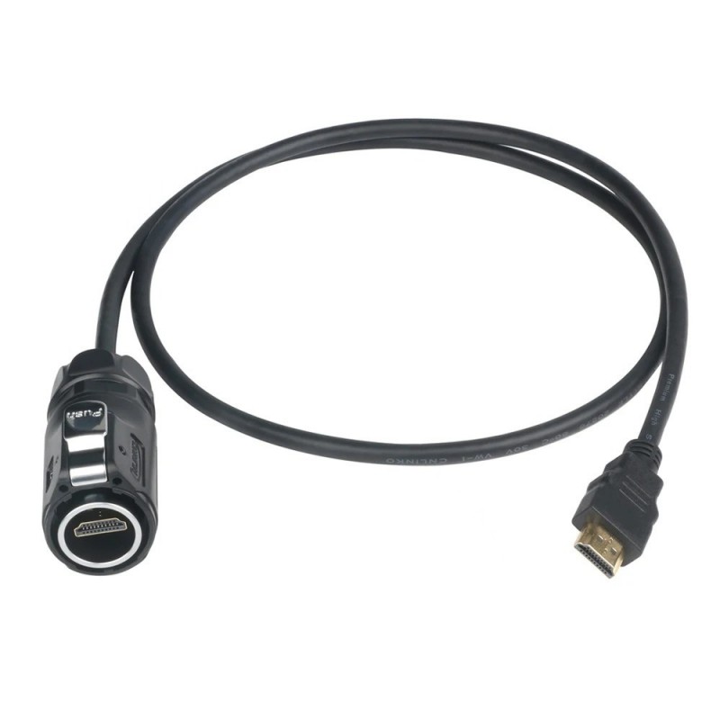 IP67 vanntett HDMI 2.0-kontakt med 5m kabel for paneler