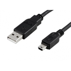USB 2.0-kabel, A hann – mini B hann, 2m, svart