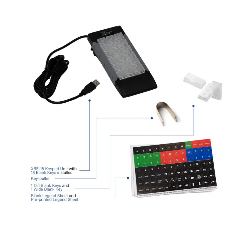 X-KEYS - Programmerbart tastatur med 18 taster, USB, bakgrunnsbelysning