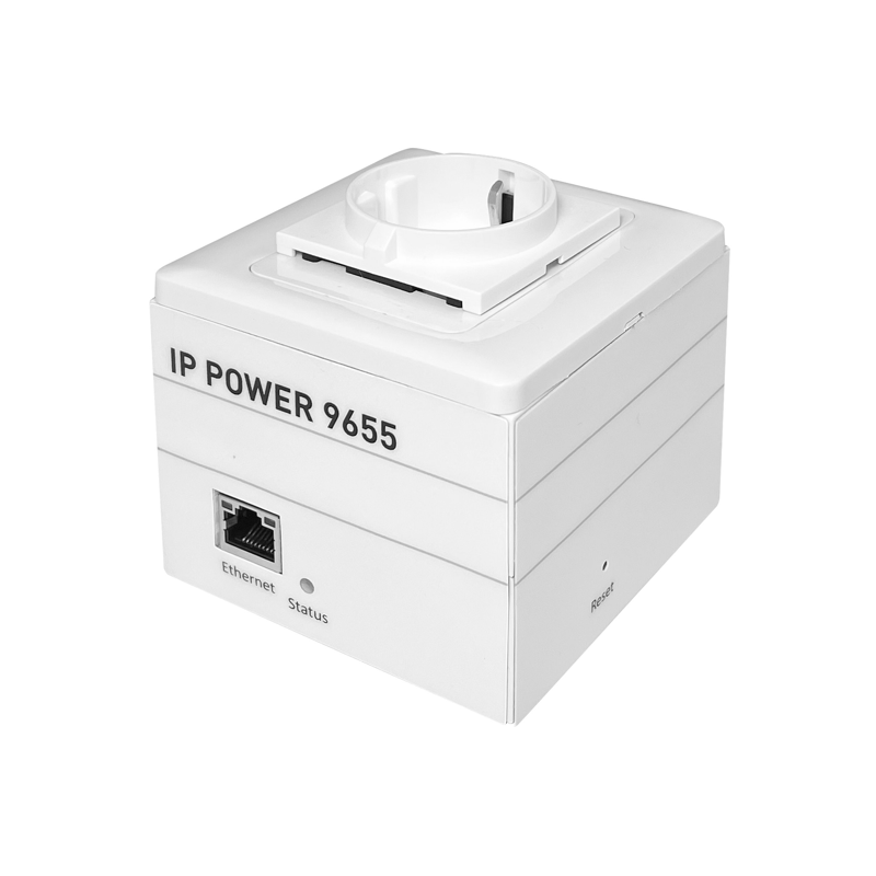 Nettverksbasert enhet for å slå på/av 230 VAC utstyr. Med låsekontroll. Energimåler