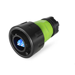 Waterproof LC Fiber cable connector with quick coupling.