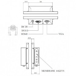 8.4" TFT display outdoor high nits 1600, 12V VGA, DVI-D, HDMI Touch, Optical bonding
