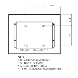 8,4" TFT-skjerm for utendørs bruk med høye nett, 1600, 12V VGA, DVI-D, HDMI-berøring, optisk binding