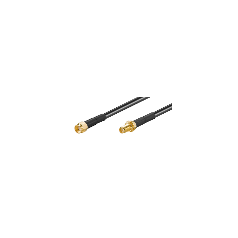 RSMA male to RSMA female coax cable, black, 5 m