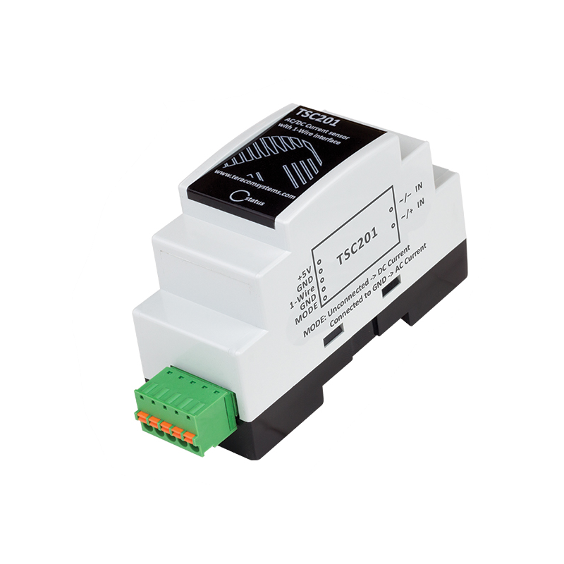 1-tråds AC/DC strømmåler 0,1–10 Amp, galvanisk isolert, DIN-montering