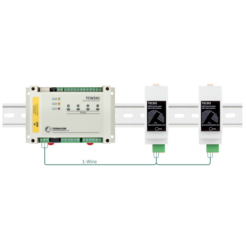 1-tråds AC/DC strømmåler 0,1–10 Amp, galvanisk isolert, DIN-montering