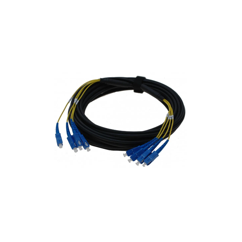 Armert fiberkabel, singelmodus, LC-LC, 500m, 9/125my, 4-kjernede, svart, LSZH