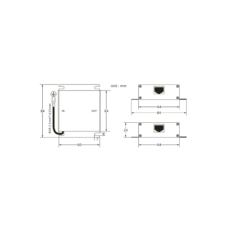 RJ45 Overspenningsvern, overspenningsvern - IKKE PoE, Gigabit