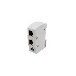 RJ45 overspenningsvern, PoE 10/100/1000Mbit. 0,2dB tap. 2,5kA, DIN-montering.