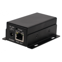 PoE-forlenger for koaksialkabel, 100 Mbps, opptil 500 meter. 48–56 VDC inngang