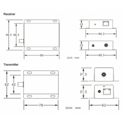 PoE-forlenger for koaksialkabel, 100 Mbps, opptil 500 meter. 48–56 VDC inngang
