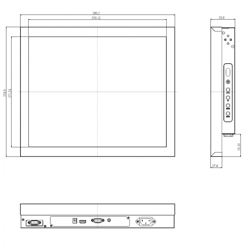 17" høyde nitter 1000, sollys, panelmontering, åpen ramme, maritim bruk, Optical bonding