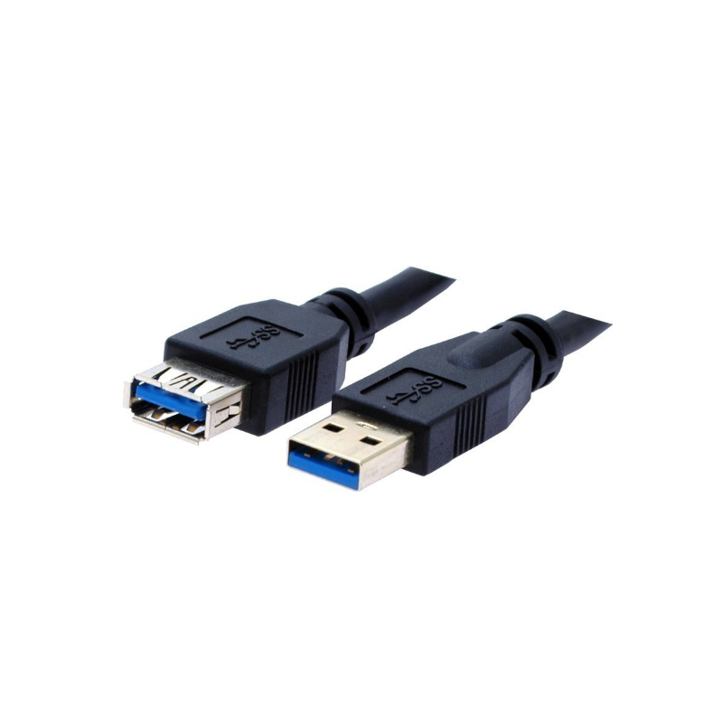 Quality USB 3.0 and USB 2.0 Extension cable with Ferrits, A male - A Female, AWG28, black, 5,0m