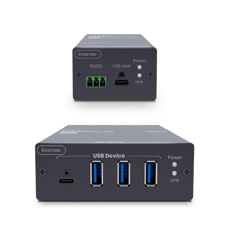 4-porters USB 3.2 Gen1 type-C og type-A forlenger opptil 100 m over CAT6a